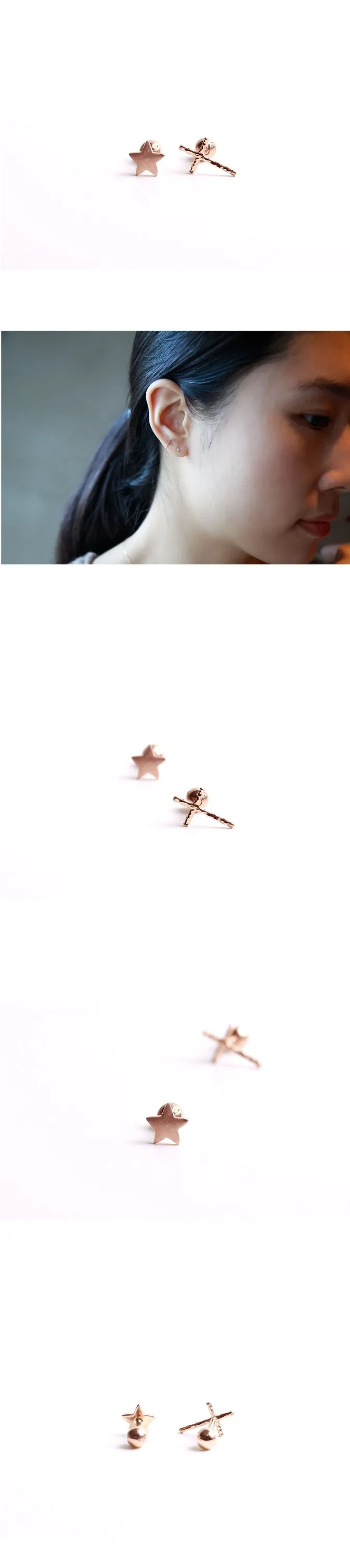 14K Solid Gold Star Or Cross Helix Tragus Cartilage Conch Barbell Piercing Earring Stud