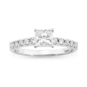 18CT White Gold Princess Diamond Engagement Ring