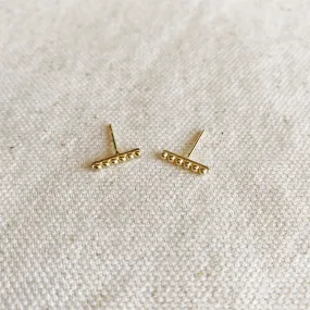 18k Gold Filled Beaded Bar Stud Earrings