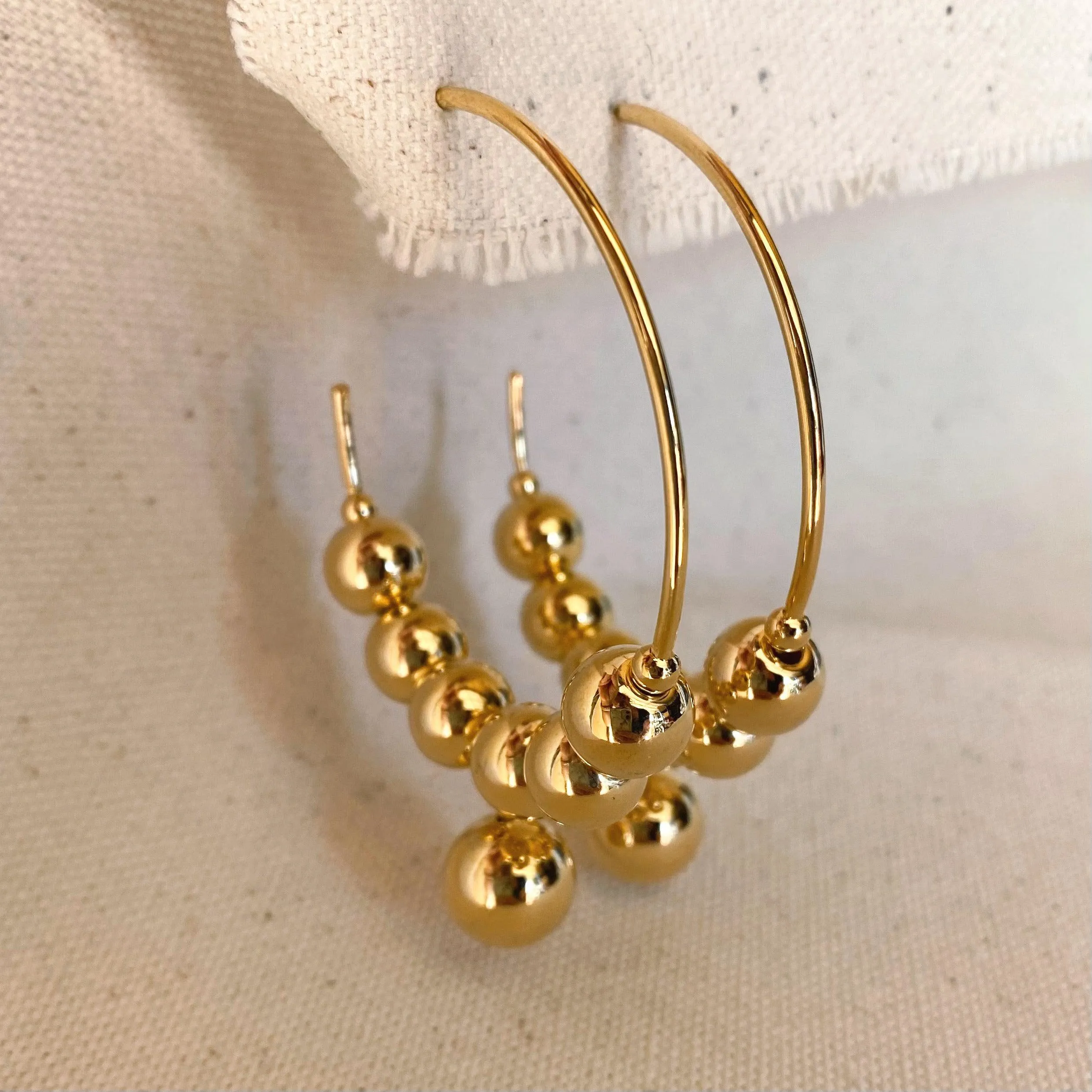 18k Gold Filled Fancy Beaded C Hoop