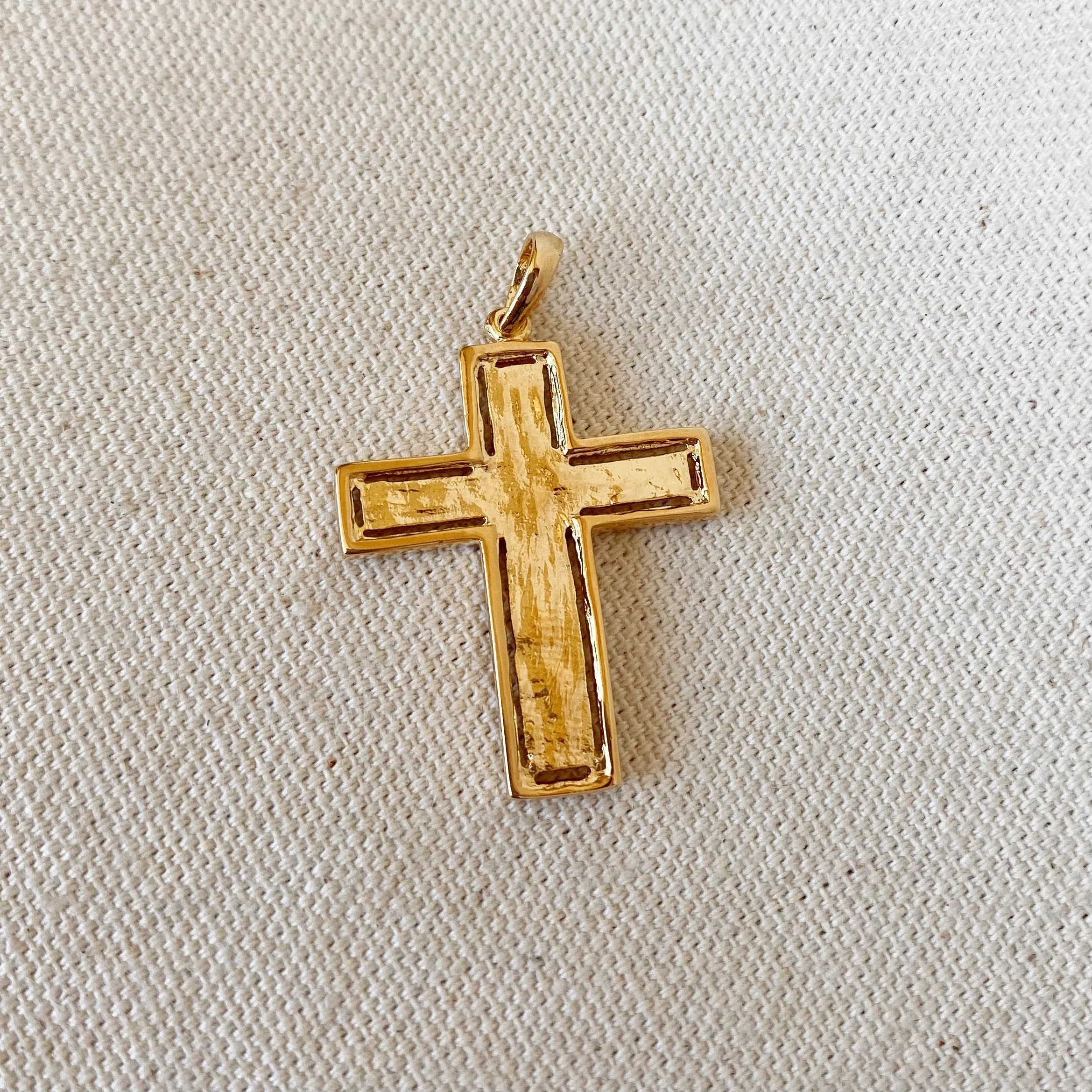 18k Gold Filled Rustic Cross Pendant