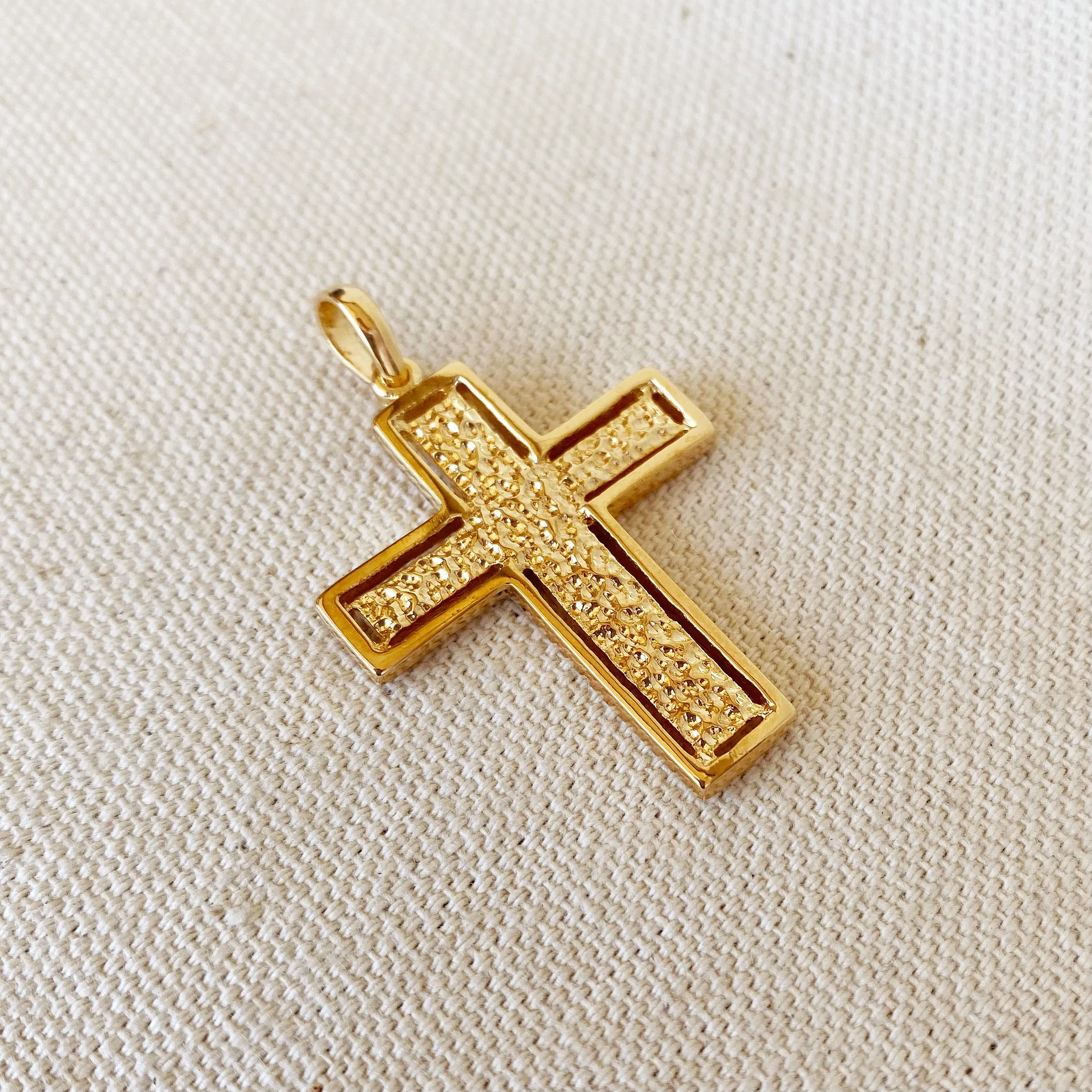 18k Gold Filled Rustic Cross Pendant