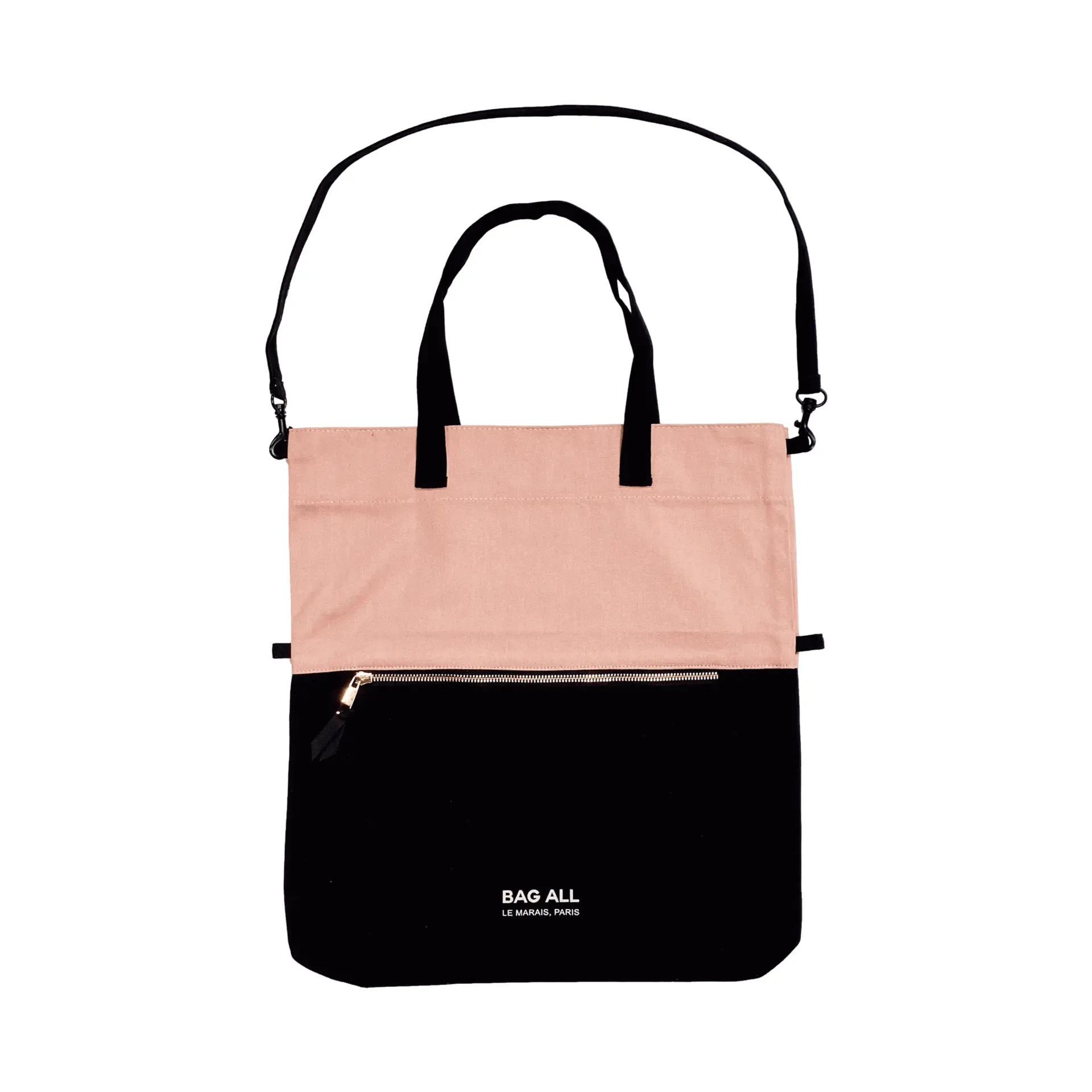 3 Way Tote, Cross body, Hand held, Folded, Pink/Black, New York