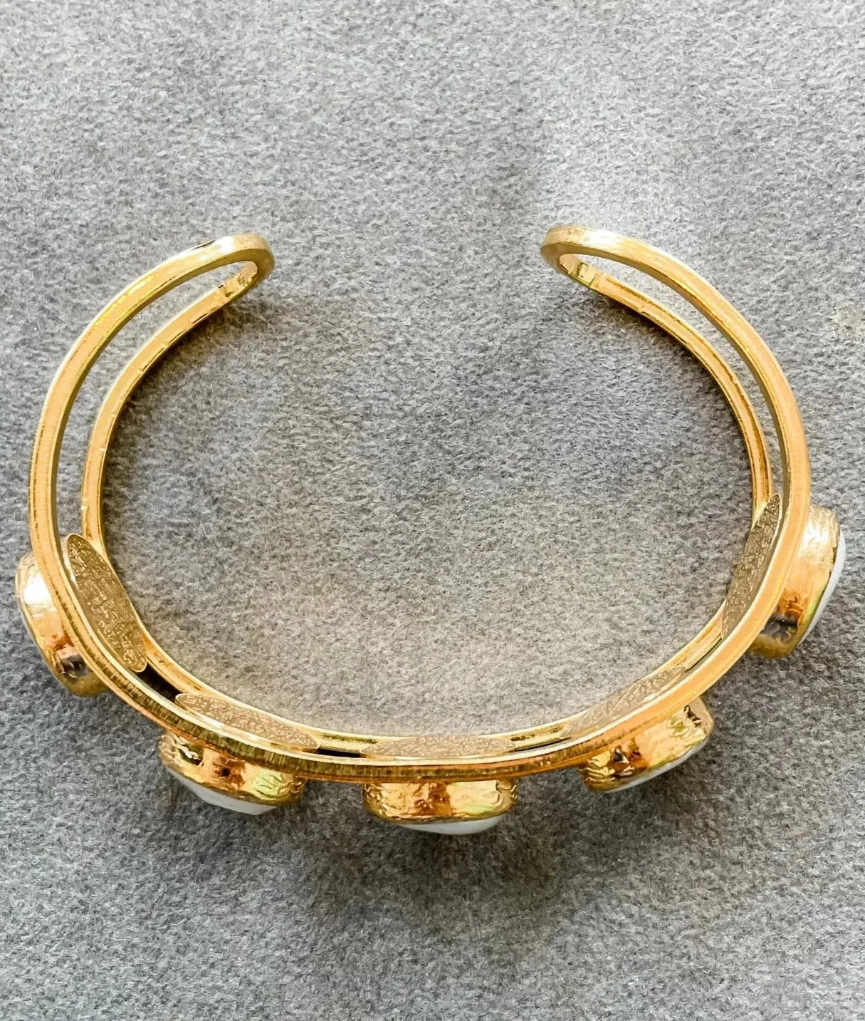 5 Stone Bezel Cuff Bracelet