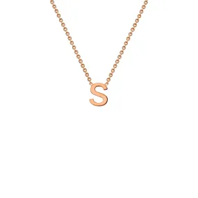 9K Rose Gold 'S' Initial Adjustable Letter Necklace 38/43cm