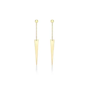 9K Yellow Gold 4mm x 41mm Triangle and Trace Chain Drop Earrings