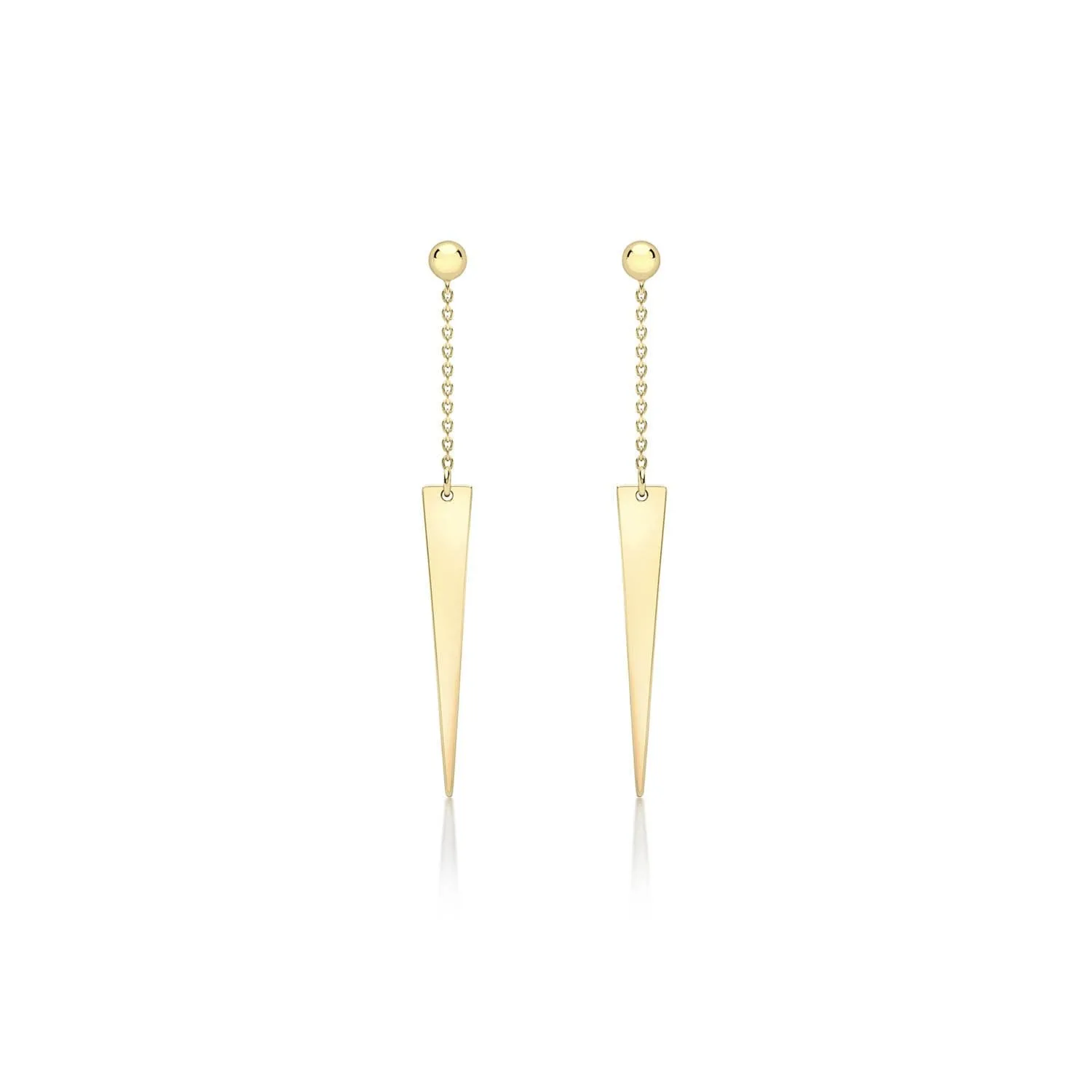 9K Yellow Gold 4mm x 41mm Triangle and Trace Chain Drop Earrings