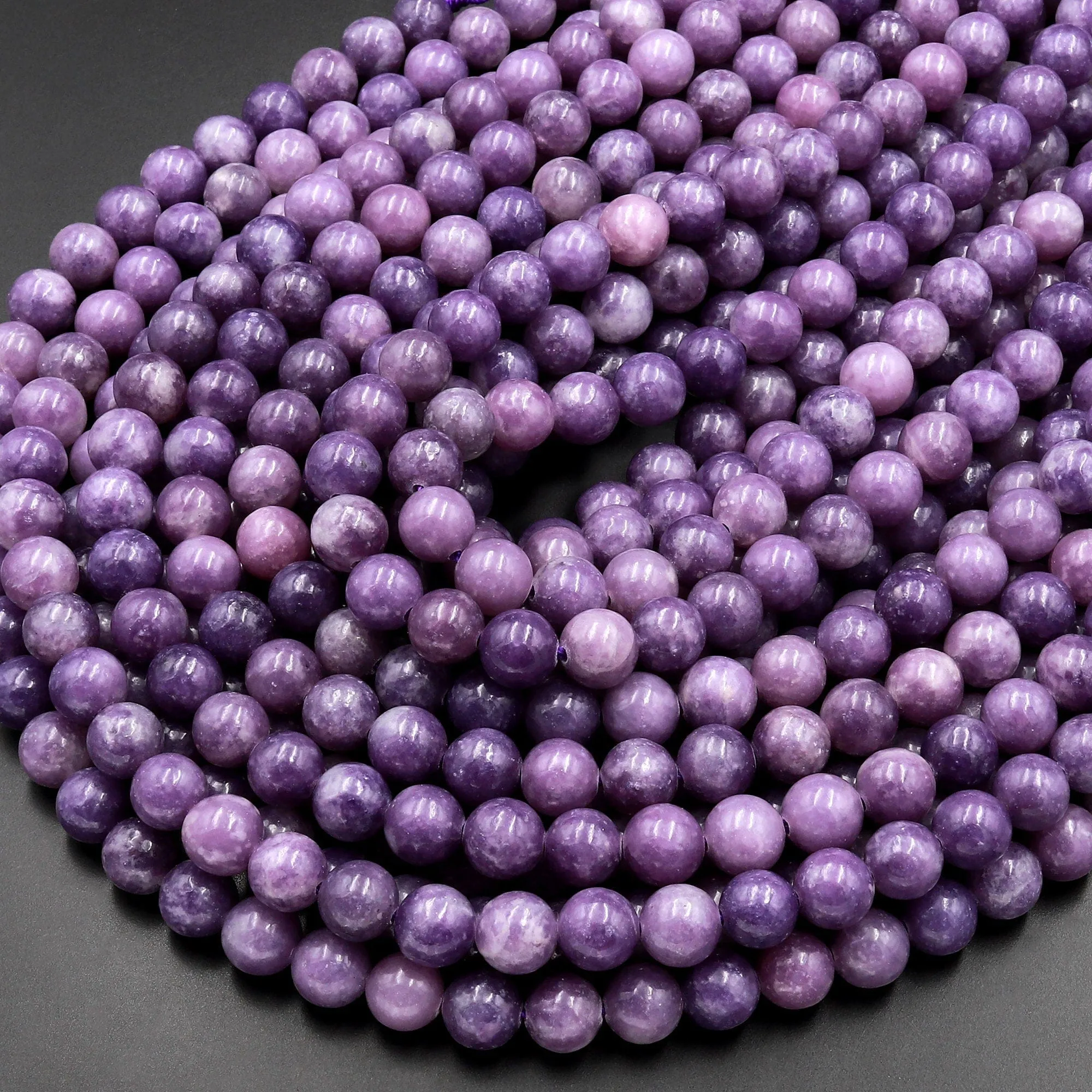 AA Natural Violet Purple Lepidolite 4mm 6mm 8mm Round Beads 15.5" Strand