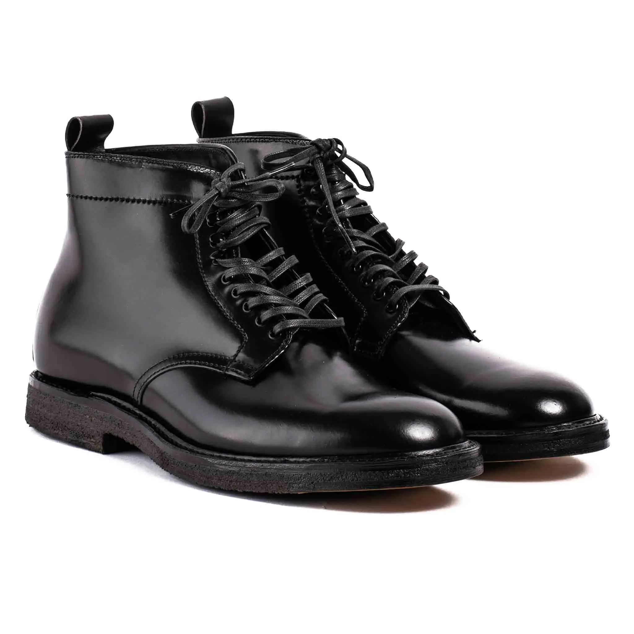 Alden Black Cordovan Plain Toe Boot with Crepe Sole