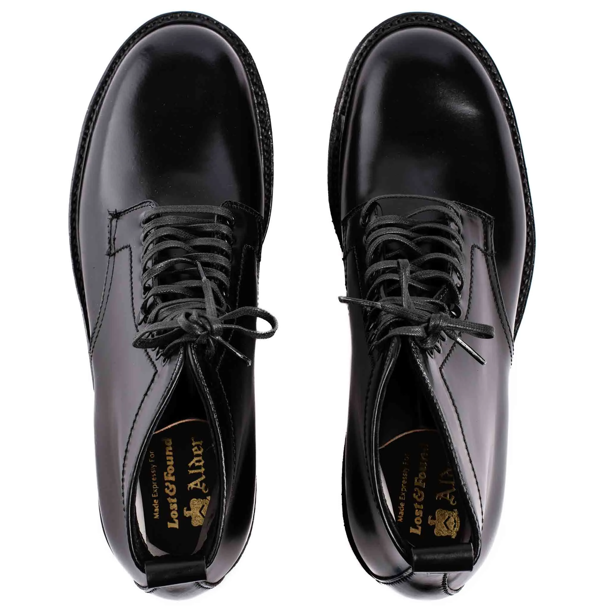 Alden Black Cordovan Plain Toe Boot with Crepe Sole