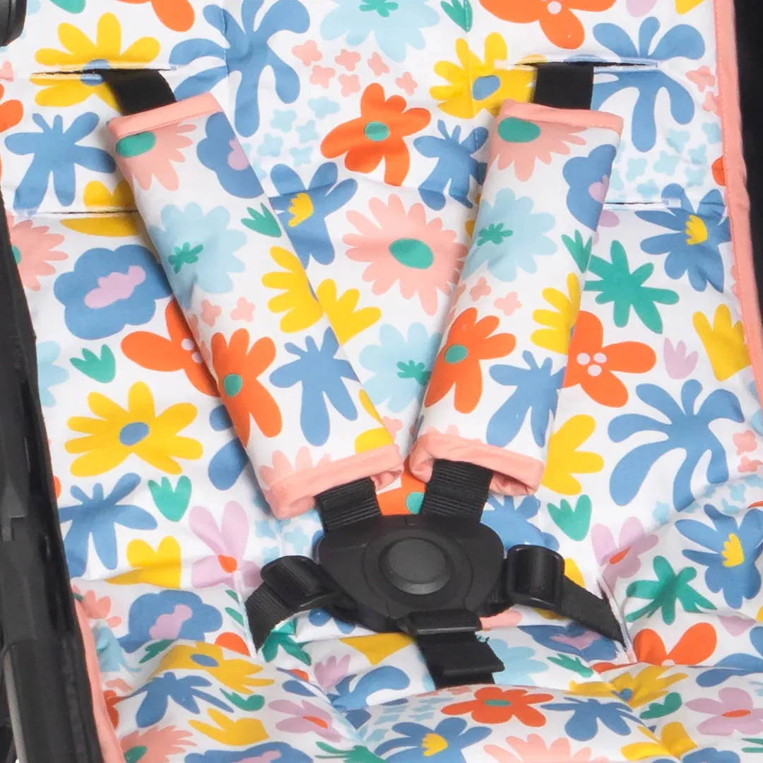 All 4 Ella - Reversible Harness Covers & Pram Pegs - Bright Floral