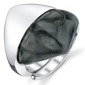 Artistic Gray Cat's Eye Sterling Silver Ring Size 6