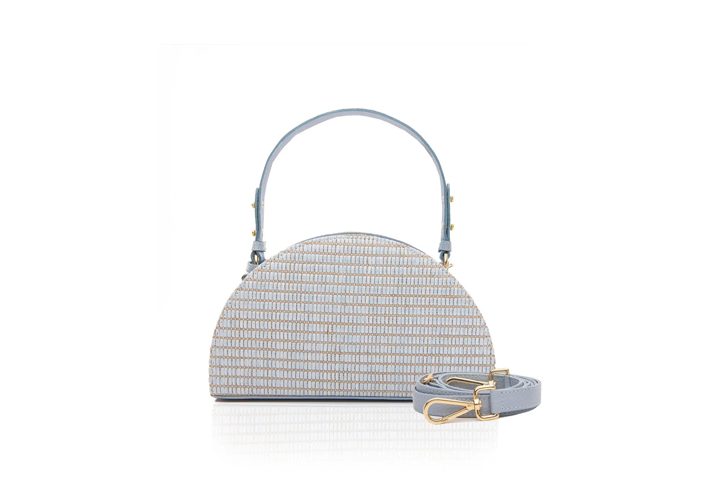 Baby Blue Raffia Jenna Taco Bag