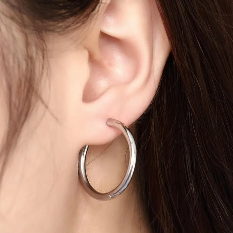 Basic Stainless Steel Round Circle Loop Hoop Earrings for Unisex