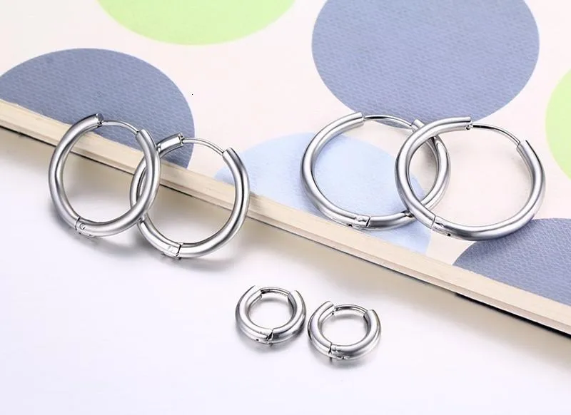 Basic Stainless Steel Round Circle Loop Hoop Earrings for Unisex