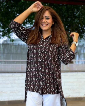 Black Printed Aline Shirt