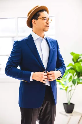 Blue "Silk & Wool" Blazer