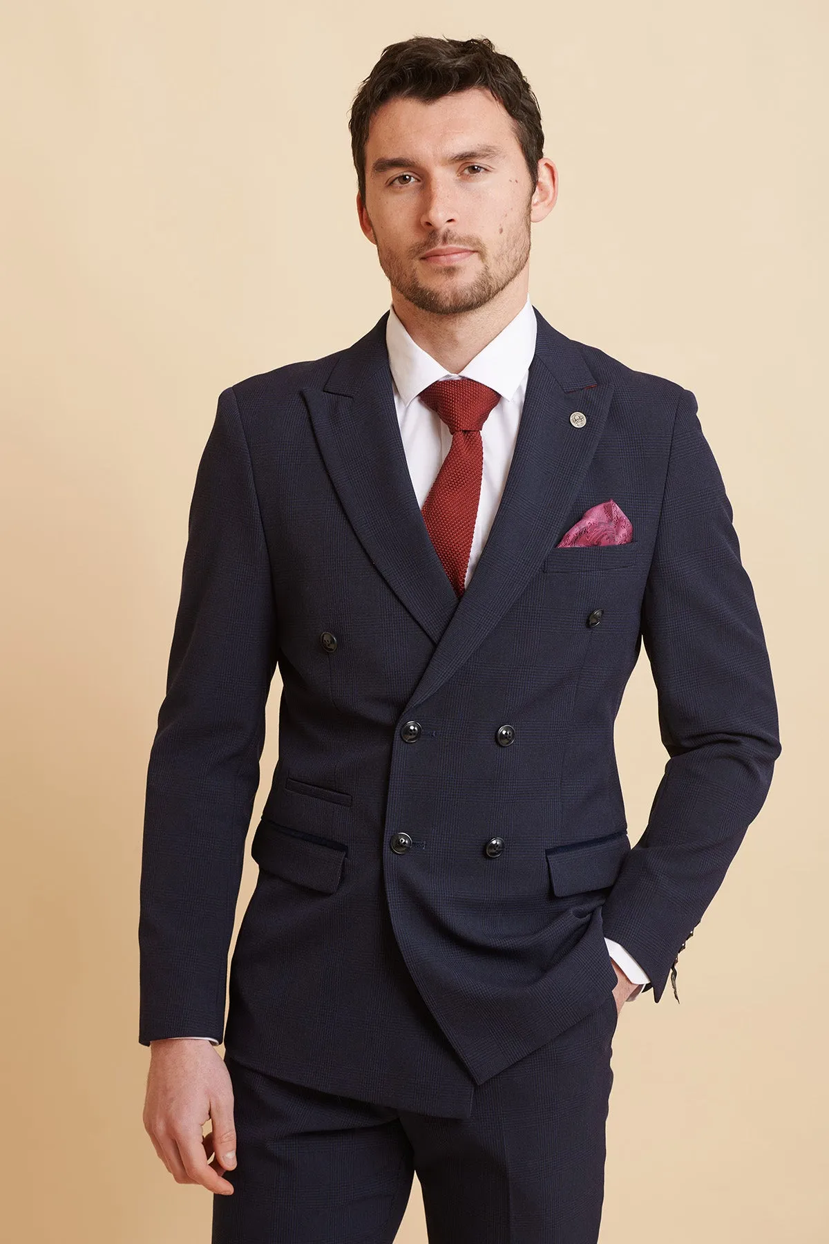 BROMLEY - Navy Double Breasted Two Piece Suit