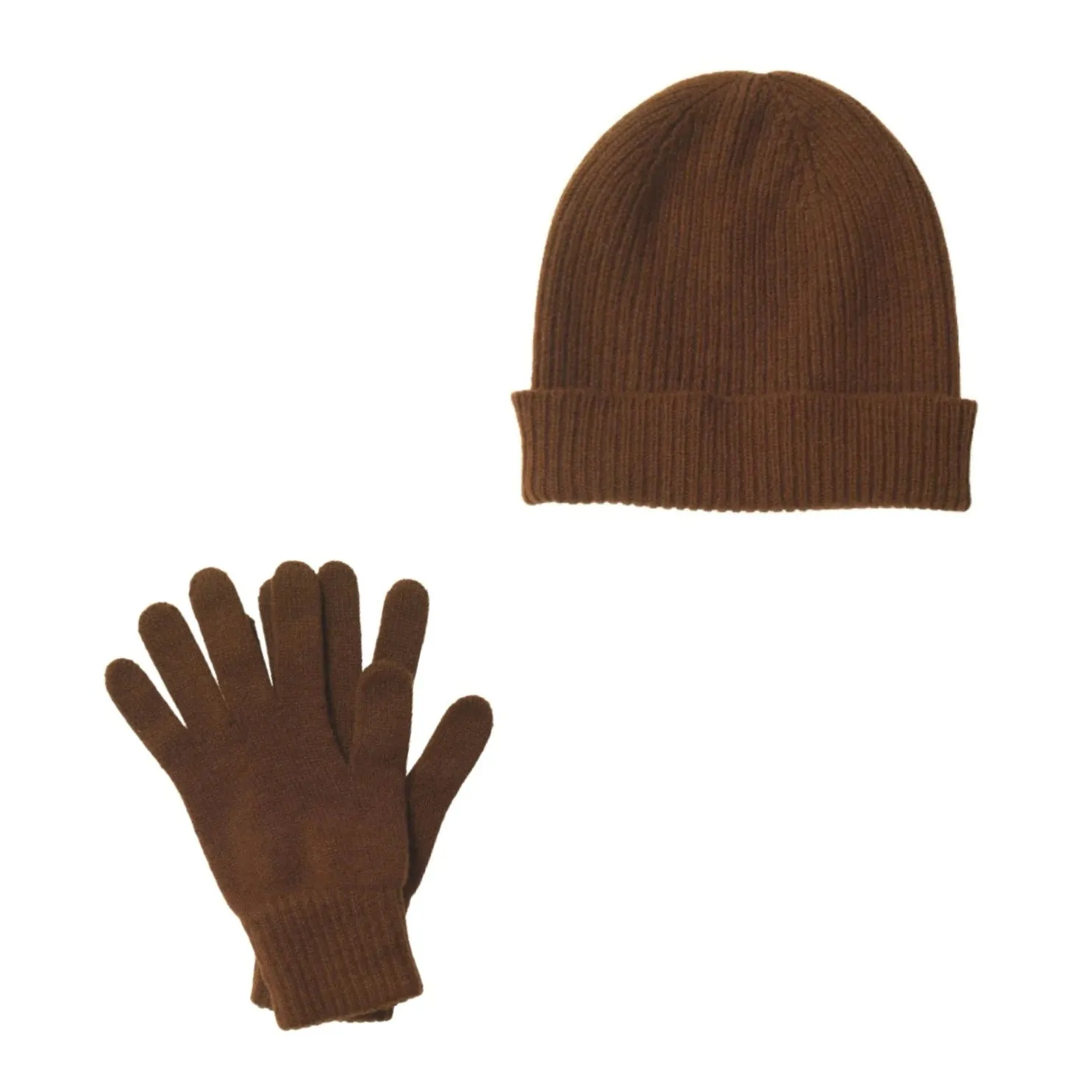 Brown Cashmere Hat and Gloves Set | Lomond Cashmere