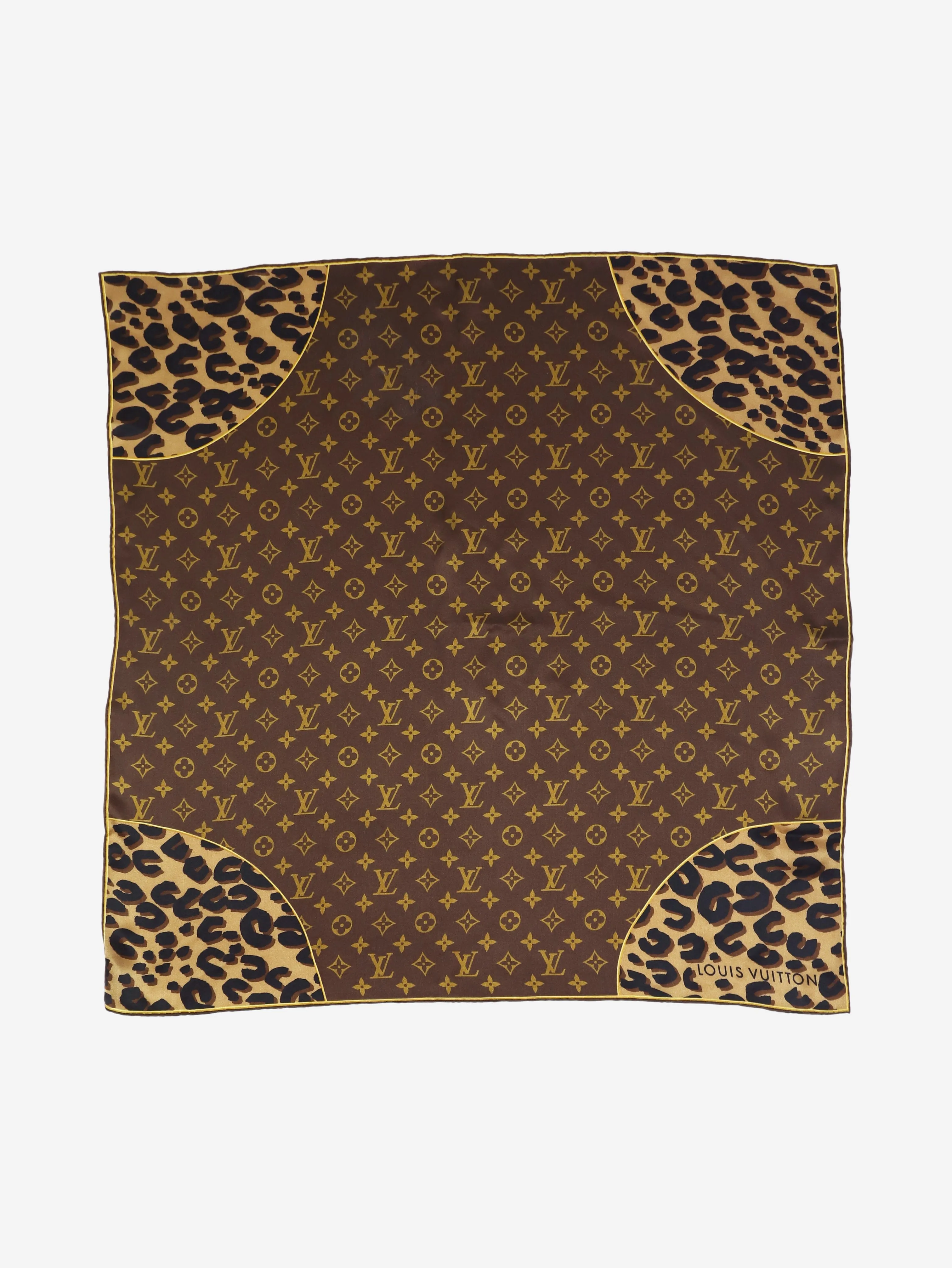 Brown monogram silk scarf