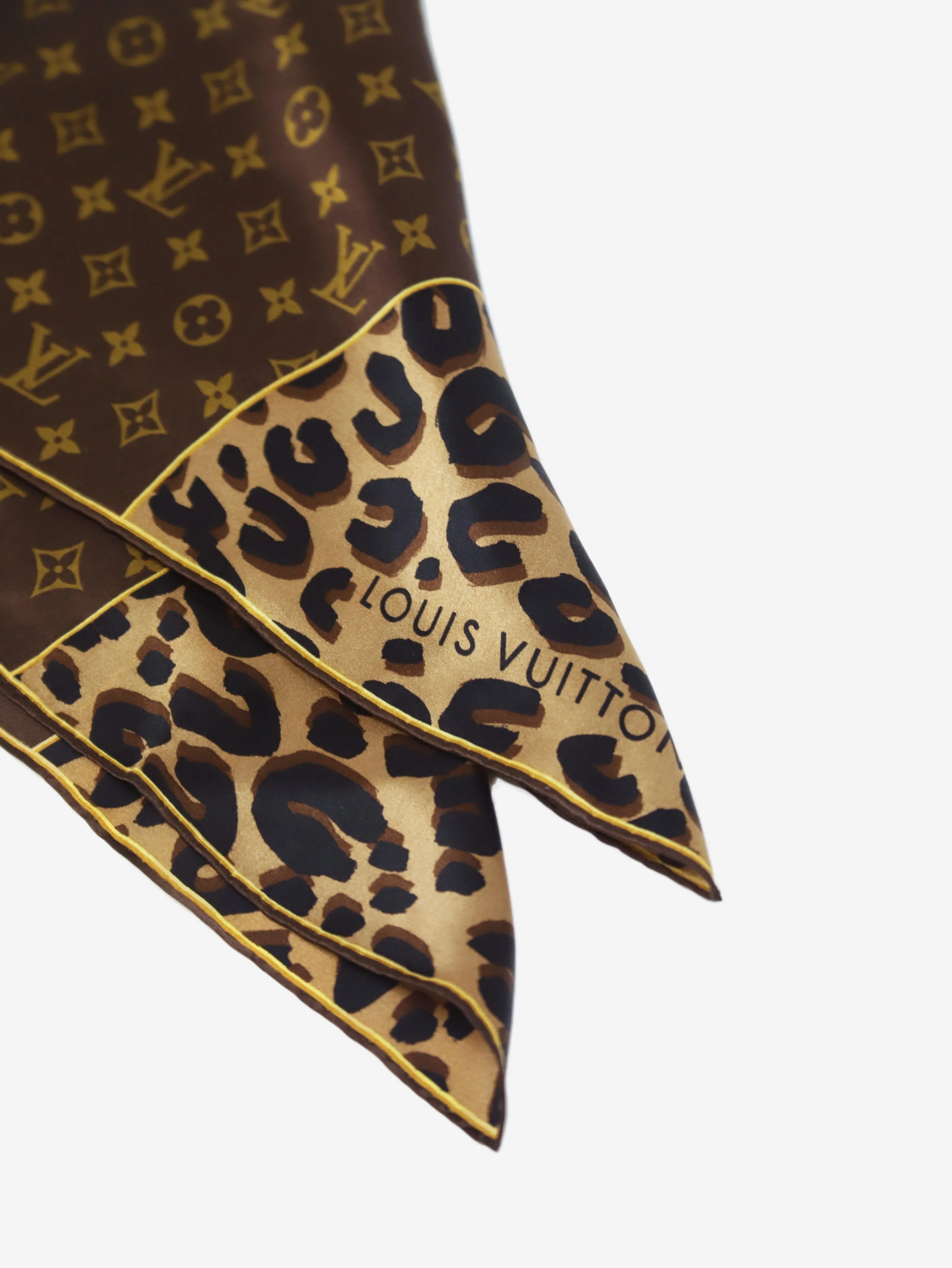 Brown monogram silk scarf