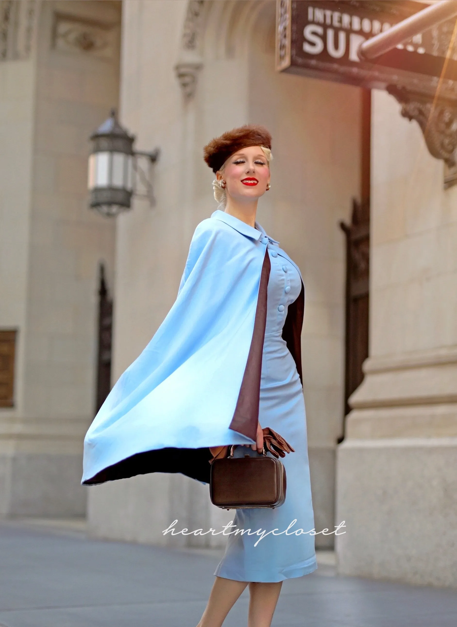 Claudia cape and dress - vintage 1950s inspired outfit