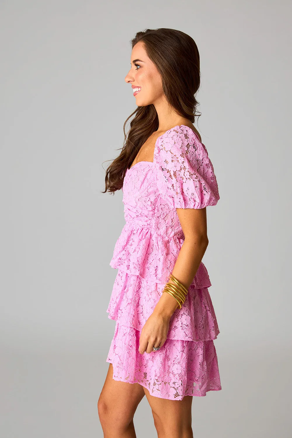 Conner Short Lace Dress - Frosting