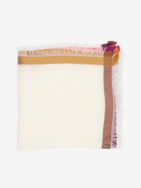 Cream fringed cashmere and silk blend scarf