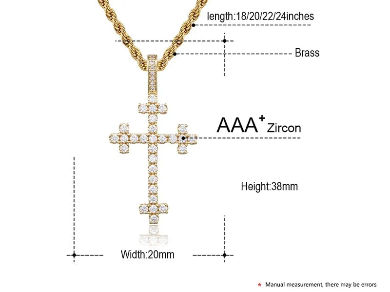 Cross With Bling Crystal Pendant Necklace - Religious Iced Out Necklace For Men