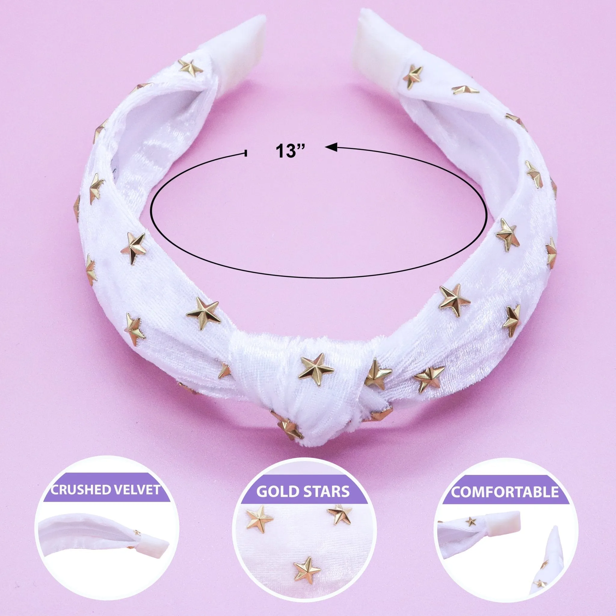 Crushed Velvet Knot Studded Star Headband