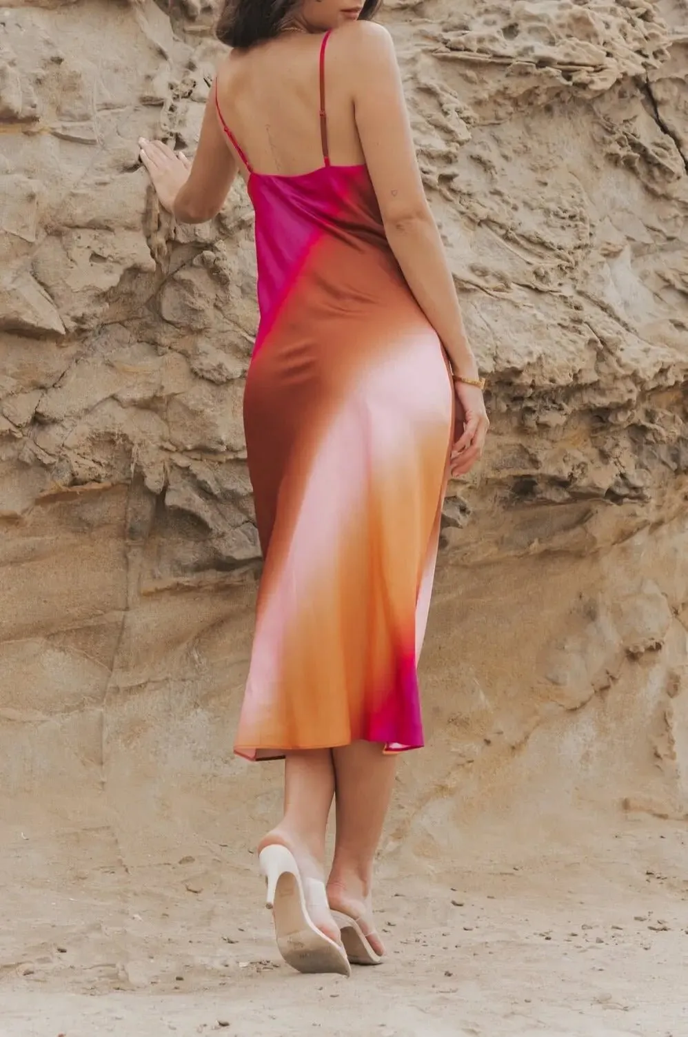 Delilah Gradient Satin Midi Dress - Final Sale