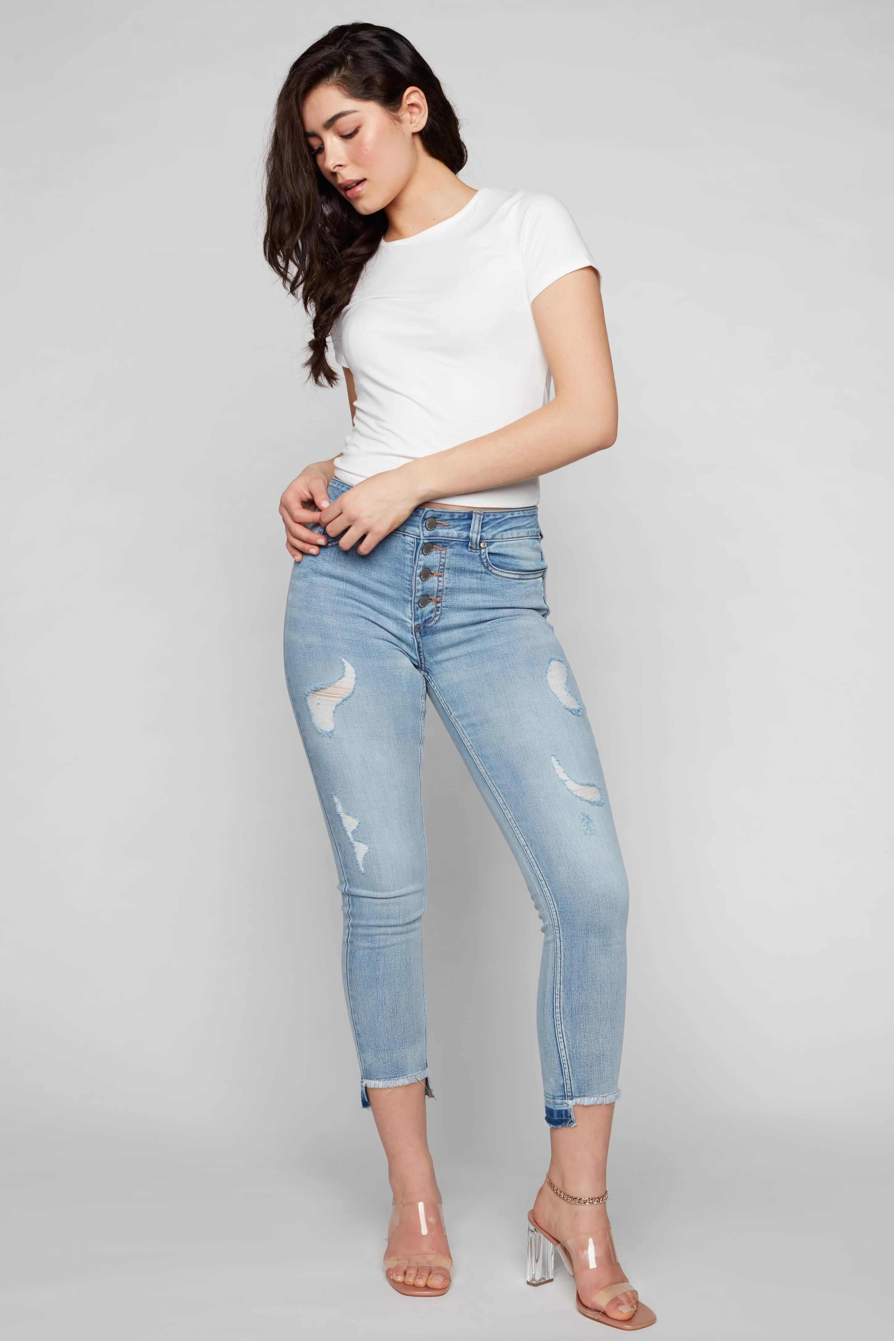 ELLE - High Rise Cropped Jean - Vintage Bleach