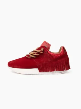 Esseutesse Suede Fringe Sneaker - Red