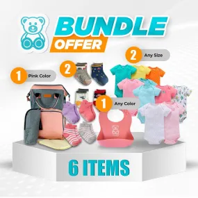 Gift Pack 11 -Baby Diaper Bag   Anti-Slip Socks (12 Pairs) x 2  BPA Free Bibs (Set of 2)   Rompers Set (5 Piece) x 2