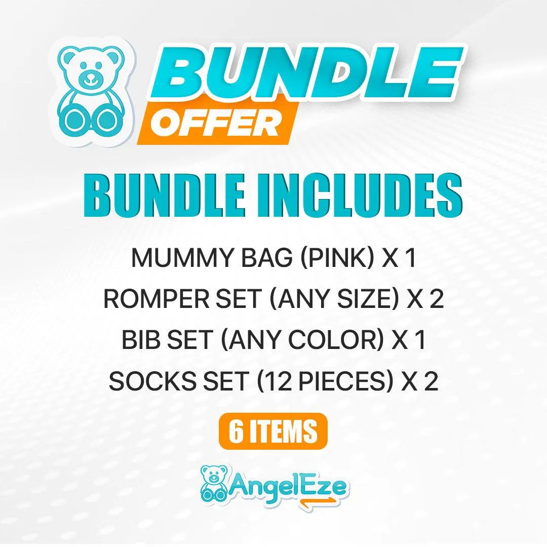 Gift Pack 11 -Baby Diaper Bag   Anti-Slip Socks (12 Pairs) x 2  BPA Free Bibs (Set of 2)   Rompers Set (5 Piece) x 2