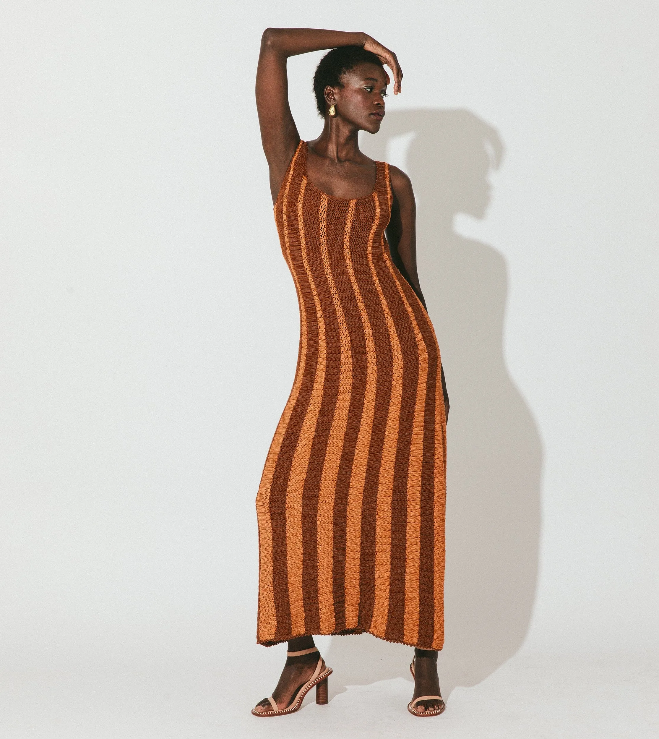 Ginger Hand Crochet Midi Dress | Terracotta Multi