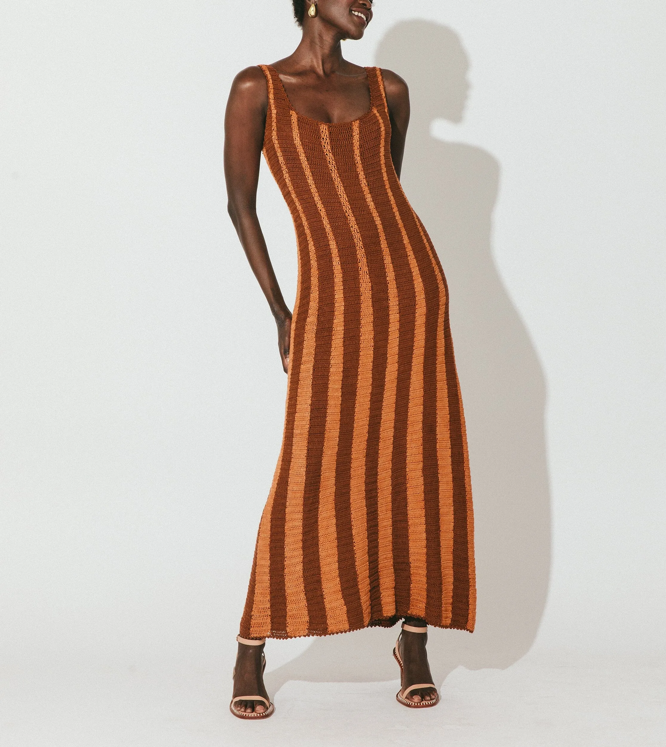 Ginger Hand Crochet Midi Dress | Terracotta Multi