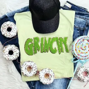 Grinchy Chenille Patch Spring Green Everyday Tee