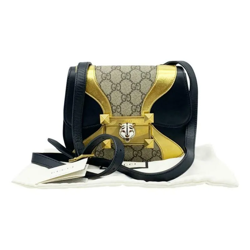 Gucci Osiride Mini Gg Supreme & Leather Gold Brown Black Shoulder Bag