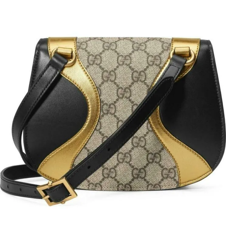 Gucci Osiride Mini Gg Supreme & Leather Gold Brown Black Shoulder Bag