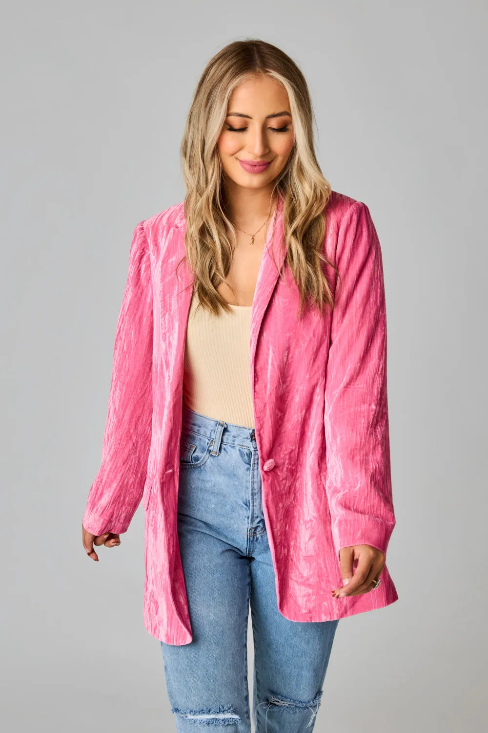 Heff Crushed Velvet Blazer - Double Bubble