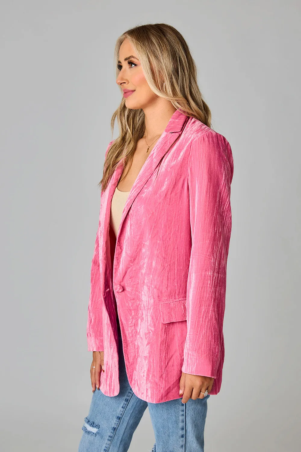 Heff Crushed Velvet Blazer - Double Bubble