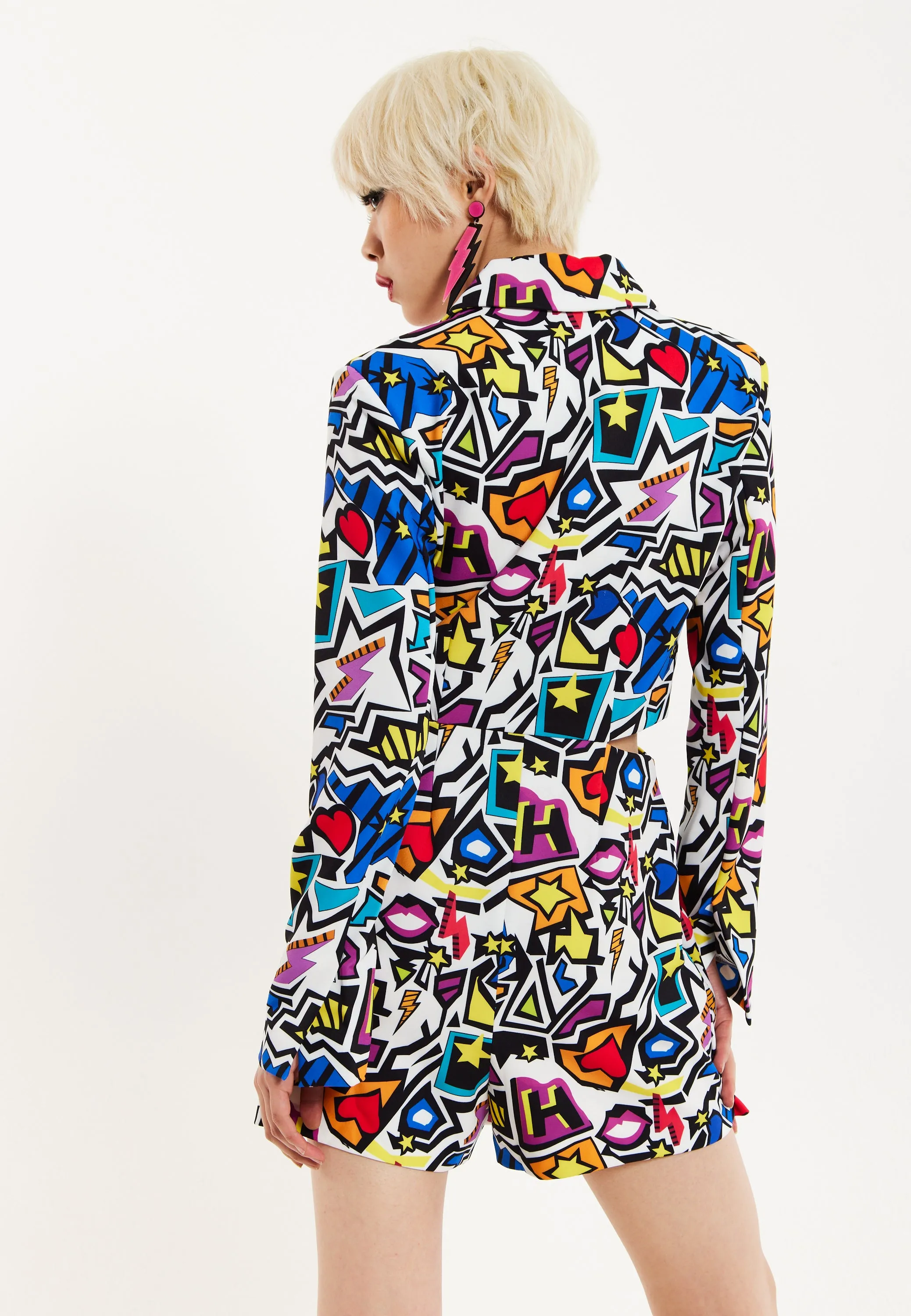 House Of Holland Graphic Pop Art Blazer Playsuit