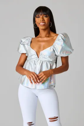 Houston Puff Sleeve Top - Iridescent