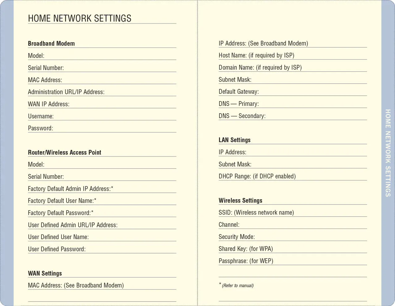 Internet Address & Password Logbook - (black or blue)