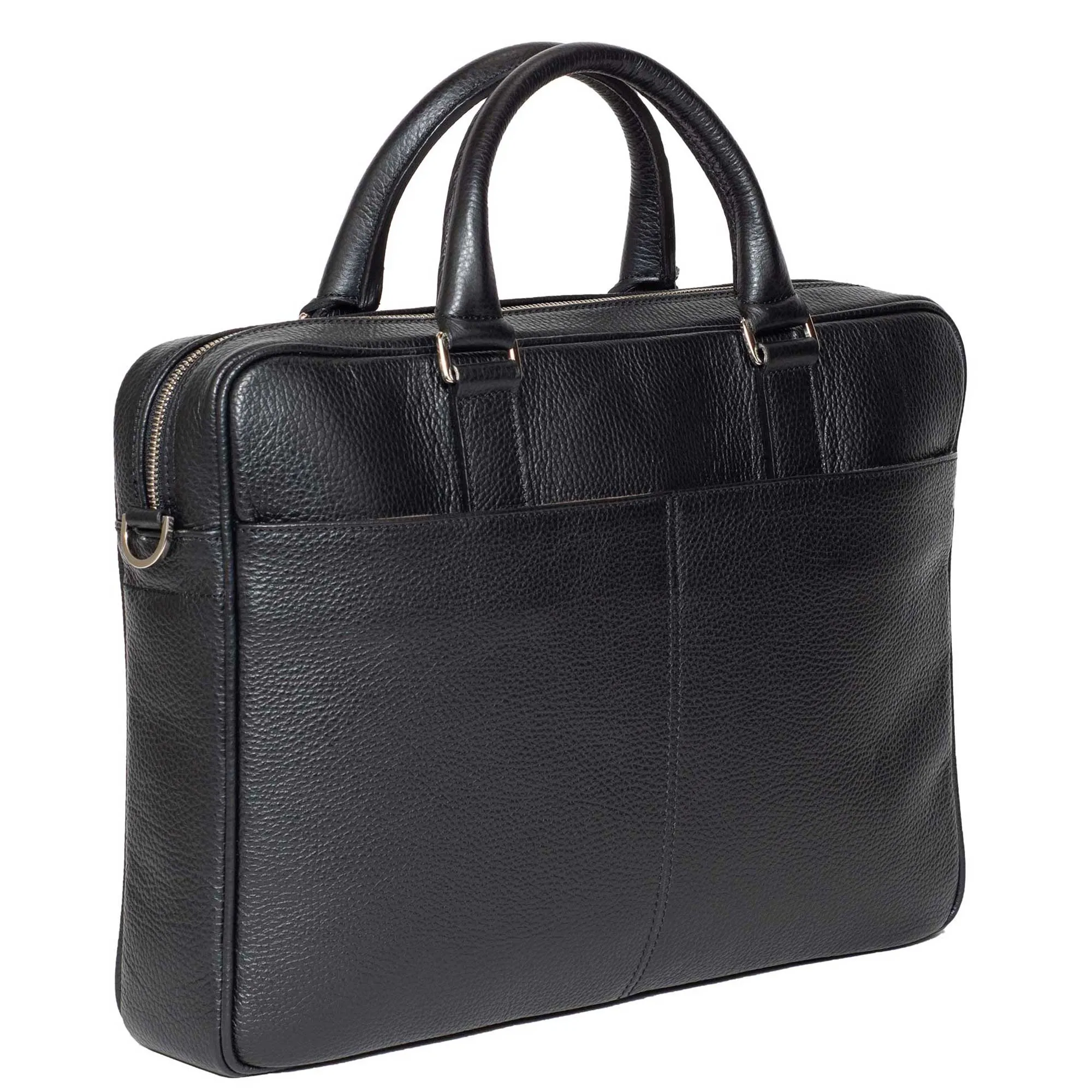 Italian Leather Briefcase for Men | Black Slim