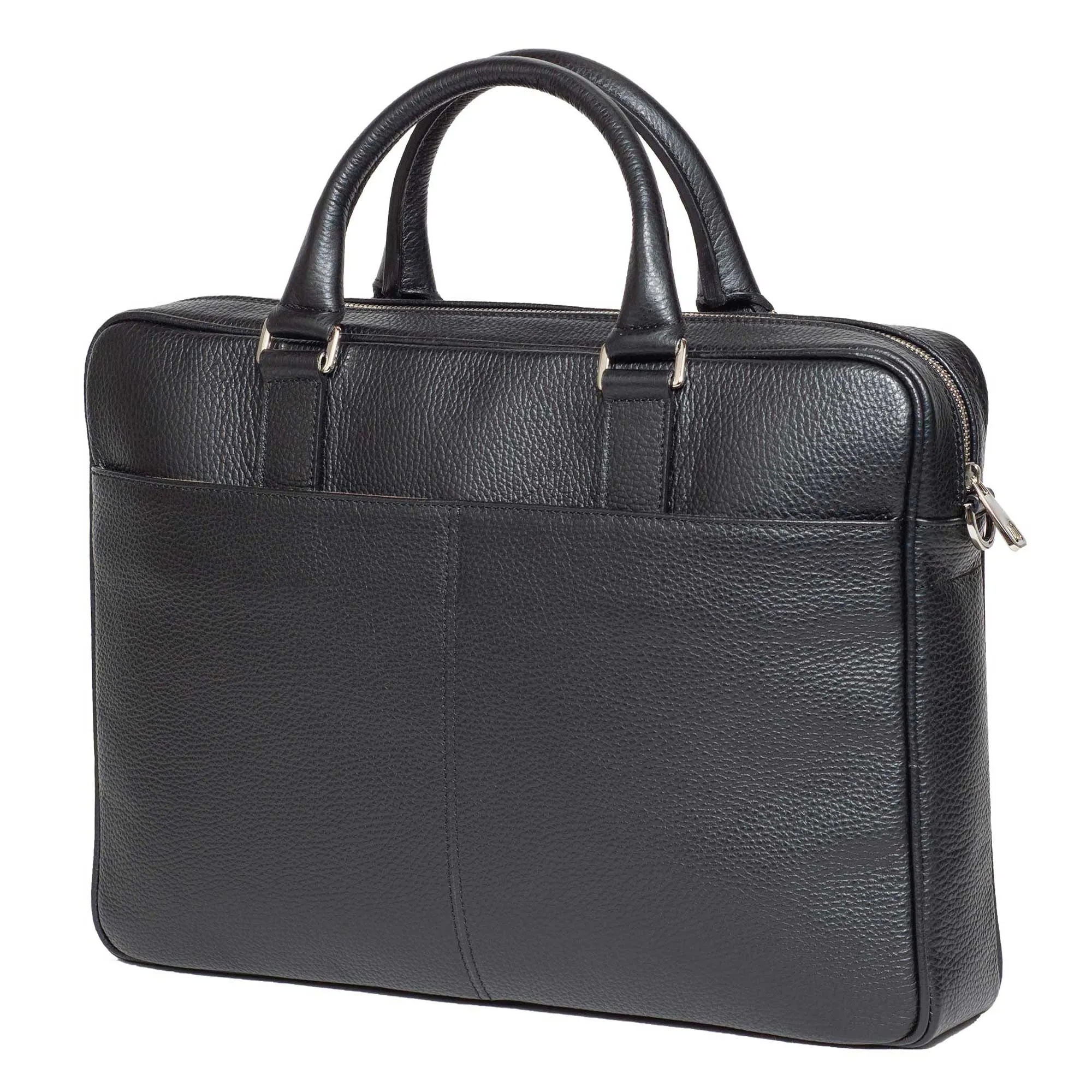 Italian Leather Briefcase for Men | Black Slim