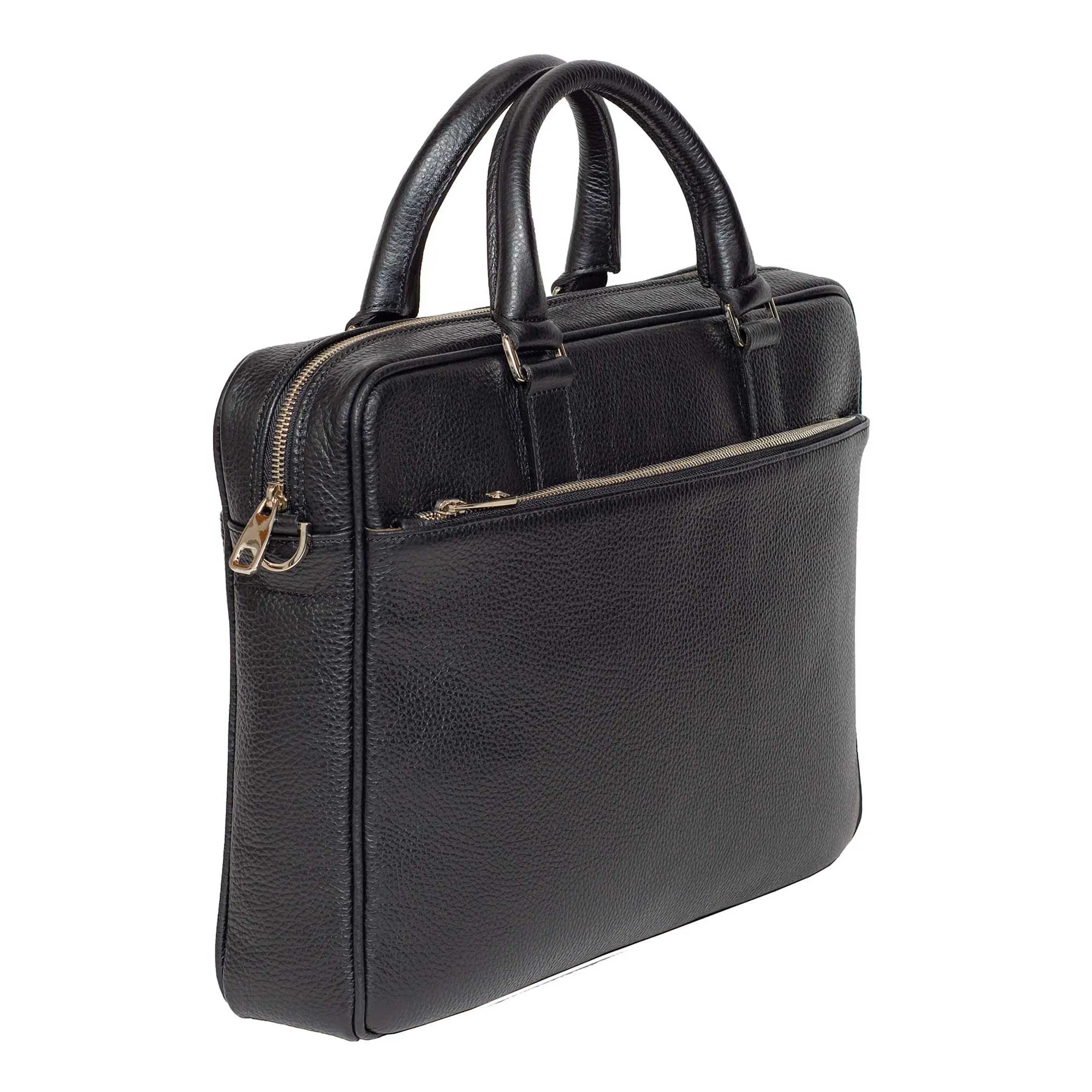 Italian Leather Briefcase for Men | Black Slim