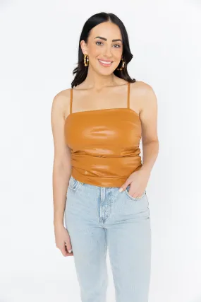 Jolee Vegan Leather Tank Top - Sable