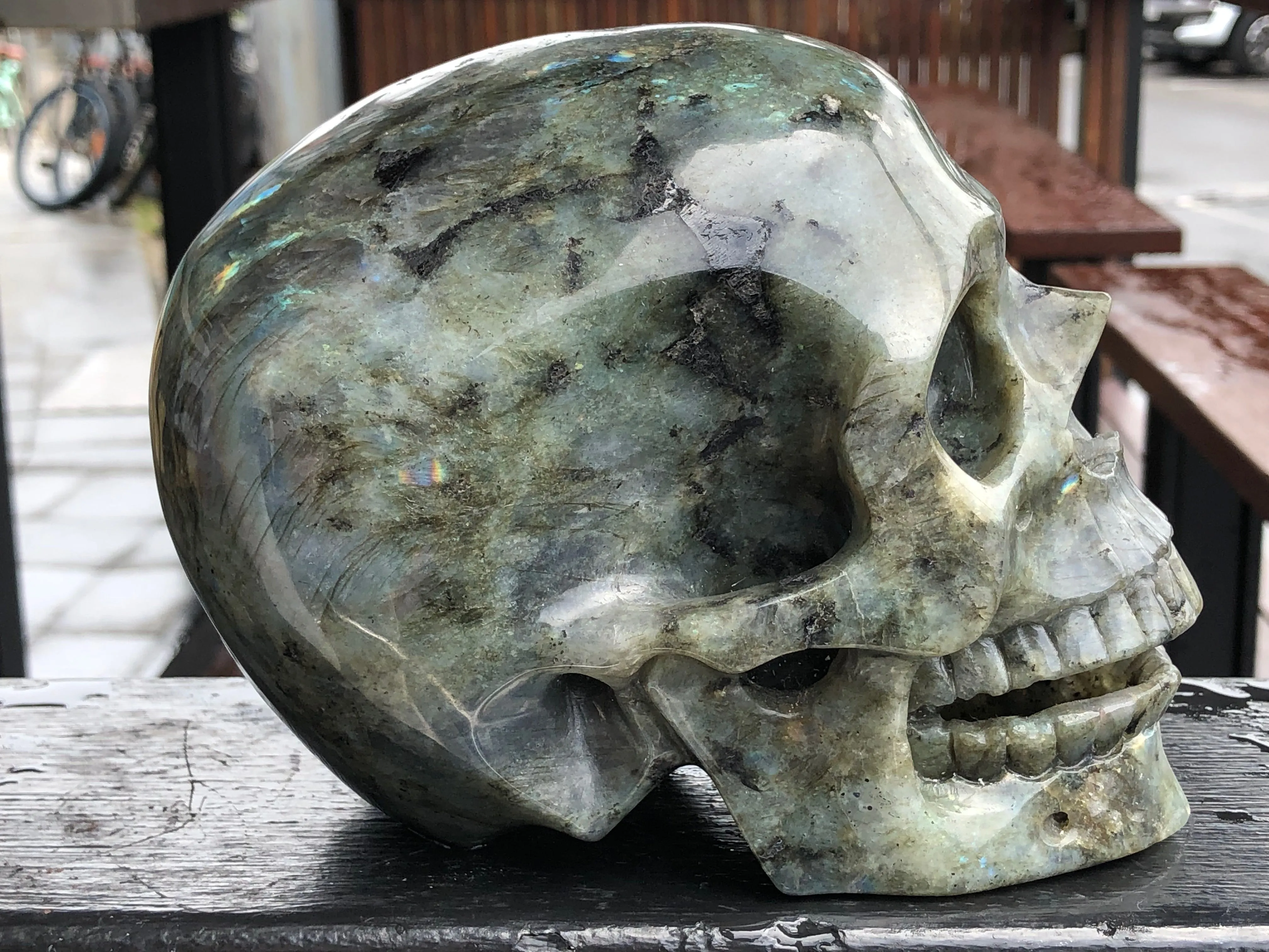 Labradorite Laughing or Singing Skull [A5]